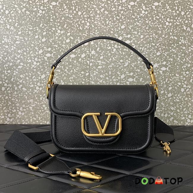 Valentino Garavani Alltime Grainy Calfskin Shoulder Bag Black Size 23.5 x 18 x 8 cm - 1
