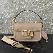 Valentino Garavani Alltime Grainy Calfskin Shoulder Bag Beige Size 23.5 x 18 x 8 cm - 1