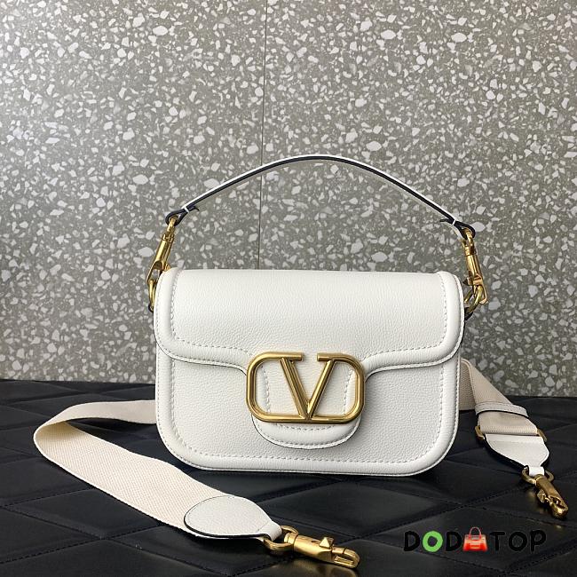 Valentino Garavani Alltime Grainy Calfskin Shoulder Bag White Size 23.5 x 18 x 8 cm - 1