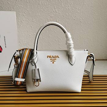 Prada Double Shoulder Strap Handbag White Size 24 x 19 x 12 cm