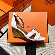 Hermes H-face Wedge Sandals White - 4