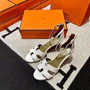 Hermes H-face Wedge Sandals White - 3