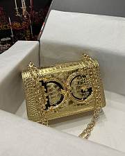Dolce & Gabbana Crocodile Pattern Crossbody Bag Gold Size 21 x 4 x 15 cm - 1