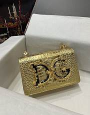 Dolce & Gabbana Crocodile Pattern Crossbody Bag Gold Size 21 x 4 x 15 cm - 3