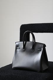 Hermes Birkin Box Leather Black Silver Hardware Size 25 cm - 2