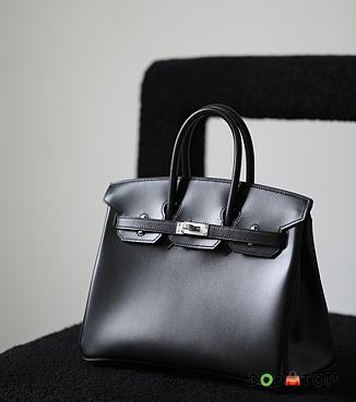 Hermes Birkin Box Leather Black Silver Hardware Size 25 cm - 1