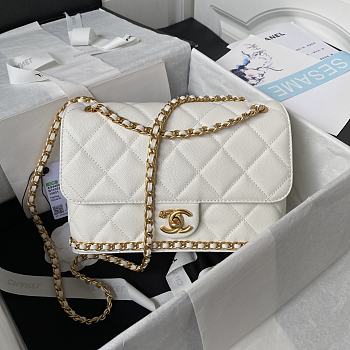 Chanel AS4489 Flap Bag White Size 15 × 23.5 × 9 cm