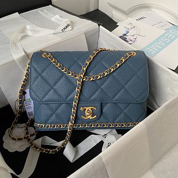 Chanel AS4489 Flap Bag Blue Size 15 × 23.5 × 9 cm