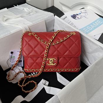 Chanel AS4489 Flap Bag Red Size 15 × 23.5 × 9 cm