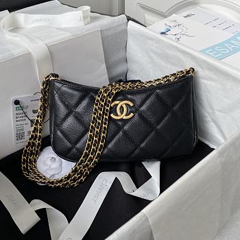 Chanel AS4597 Chain Hobo Shoulder Bag Black Size 12 × 21 × 4 cm
