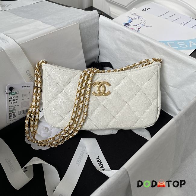 Chanel AS4597 Chain Hobo Shoulder Bag White Size 12 × 21 × 4 cm - 1