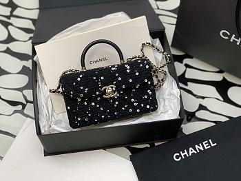 Chanel Vintage Sequin Black Handbag Size 17 cm