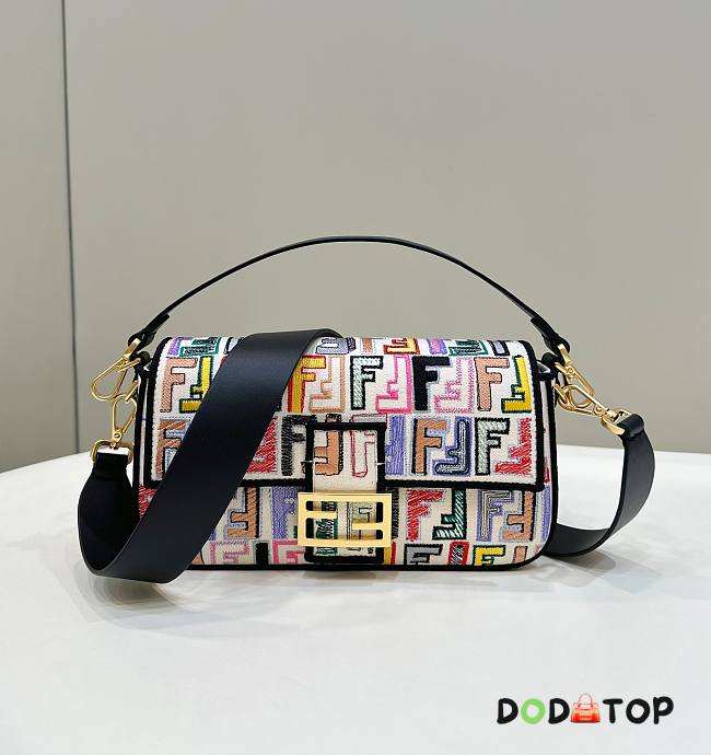 Fendi Canvas Bag With Ff Embroidery Multicolor Size 28 x 6 x 15 cm - 1