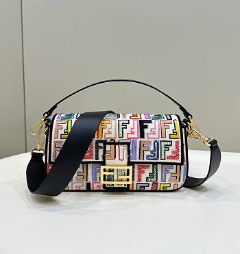 Fendi Canvas Bag With Ff Embroidery Multicolor Size 28 x 6 x 15 cm