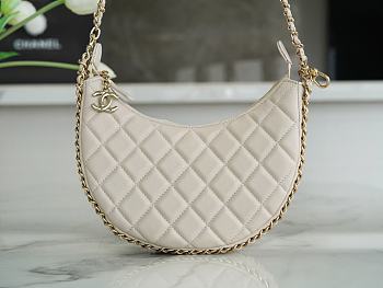 Chanel Chain Around Hook Hobo Quilted Lambskin Small Apricot Size 15 x 20 x 6 cm