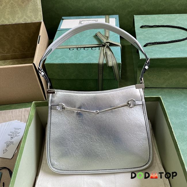 Gucci Horsebit Slim Small Shoulder Bag Silver Size 23 x 18.5 x 3 cm - 1