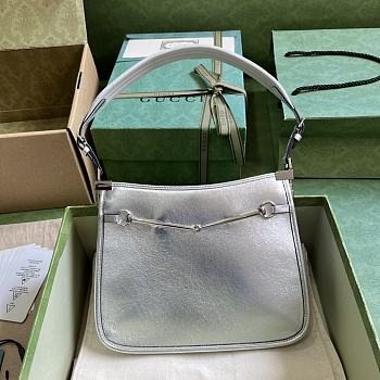 Gucci Horsebit Slim Small Shoulder Bag Silver Size 23 x 18.5 x 3 cm