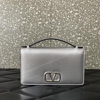 Valentino VLOGO Calfskin Wallet on Chain Silver Size 19 x 4 x 10.5 cm