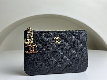 Chanel Classic Card Holder Zipper A50168 Black Size 14 x 10 x 1 cm 
