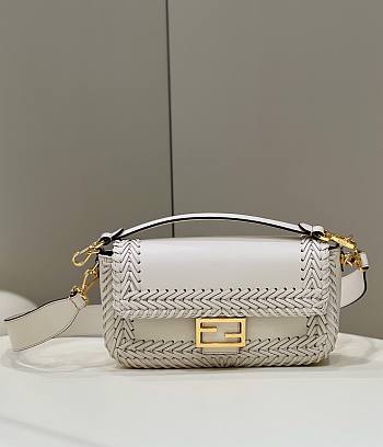 Fendi Baguette Shoulder Strap Bag White Size 29 × 7 × 15 cm