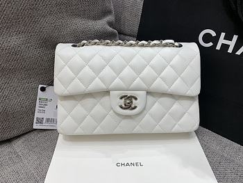 Chanel Flap White Bag Lambskin Light Gold Hardware Size 23 cm