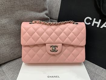Chanel Flap Pink Bag Lambskin Light Gold Hardware Size 23 cm