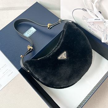 Prada Arqué Leather Shoulder Bag Black Size 22.5 x 18.5 x 6 cm