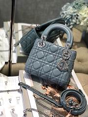 Dior Lady Mini Lambskin Handbag Blue Size 17 x 15 x 7 cm - 3