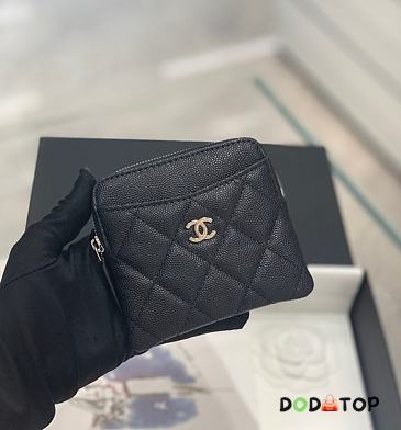 Chanel Square Zip Around Card Holder Wallet Gold Hardware Size 11.5 x 10 x 2.5 cm - 1