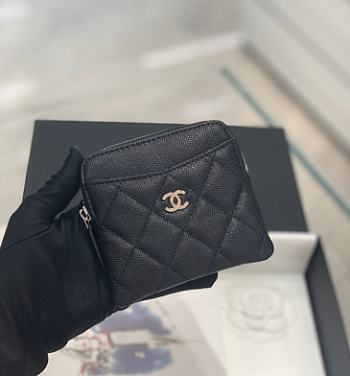 Chanel Square Zip Around Card Holder Wallet Gold Hardware Size 11.5 x 10 x 2.5 cm