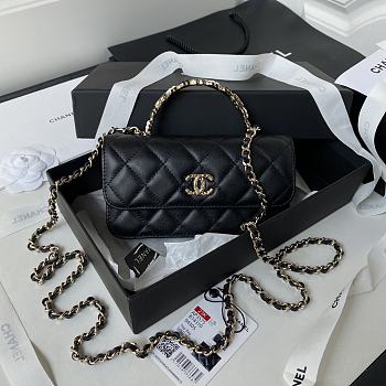 Chanel Flap Handle Black Bag Size 17 cm