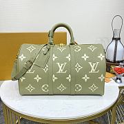 Louis Vuitton Keepall Bandoulière 45 Monogram Empreinte Leather Green M46671 Size 45 x 27 x 20 cm - 1