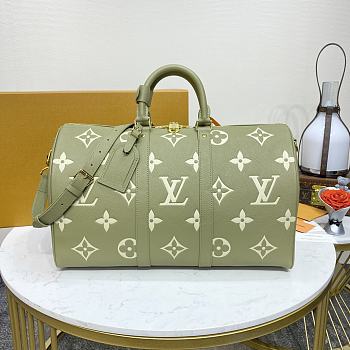 Louis Vuitton Keepall Bandoulière 45 Monogram Empreinte Leather Green M46671 Size 45 x 27 x 20 cm