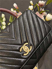 Chanel Cocco Chevrons Pattern Grained Calfskin Gold Metal Black Size 18 × 29 × 12 cm - 2