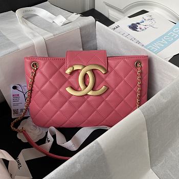 Chanel AS4603 Retro Metal Large Logo Pink Size 16.5 × 26.5 × 5 cm