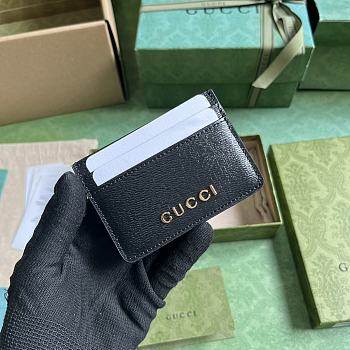 Gucci Card Case With Gucci Script In Black Leather Size 7 x 10 cm