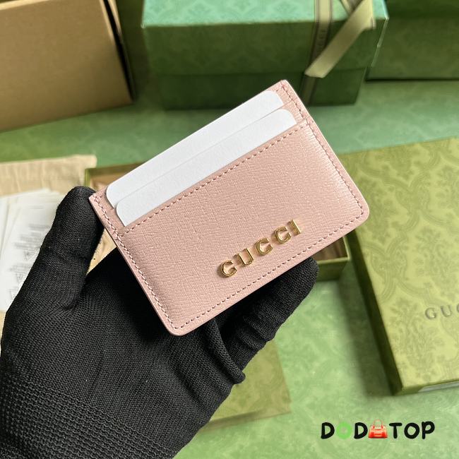 Gucci Card Case With Gucci Script In Pink Leather Size 7 x 10 cm - 1
