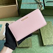Gucci Zip Around Wallet With Gucci Script In Pink Leather Size 20 x 12.5 x 4 cm - 1