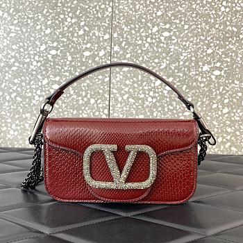 Valentino Snake Pattern Logo Handbag Red Size 20 cm