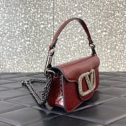 Valentino Snake Pattern Logo Handbag Red Size 20 cm - 3