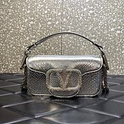 Valentino Snake Pattern Logo Handbag Silver Size 20 cm - 1