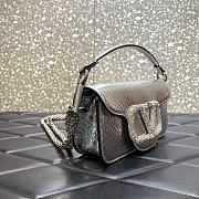 Valentino Snake Pattern Logo Handbag Silver Size 20 cm - 6