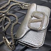 Valentino Snake Pattern Logo Handbag Silver Size 20 cm - 5