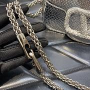 Valentino Snake Pattern Logo Handbag Silver Size 20 cm - 3