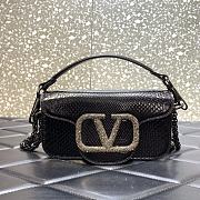 Valentino Snake Pattern Logo Handbag Black Size 20 cm - 1
