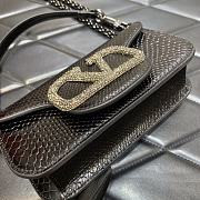Valentino Snake Pattern Logo Handbag Black Size 20 cm - 3