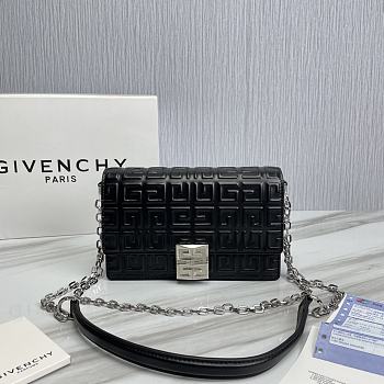 Givenchy Embossed Leather Shoulder Handbag Black Small Size 20 x 13 x 5 cm