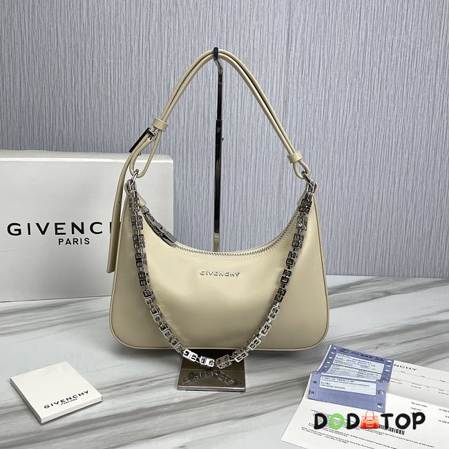 Givenchy Small Leather Moon Cut-Out Shoulder Bag Beige Size 25 x 7 x 12 cm - 1