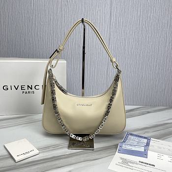Givenchy Small Leather Moon Cut-Out Shoulder Bag Beige Size 25 x 7 x 12 cm