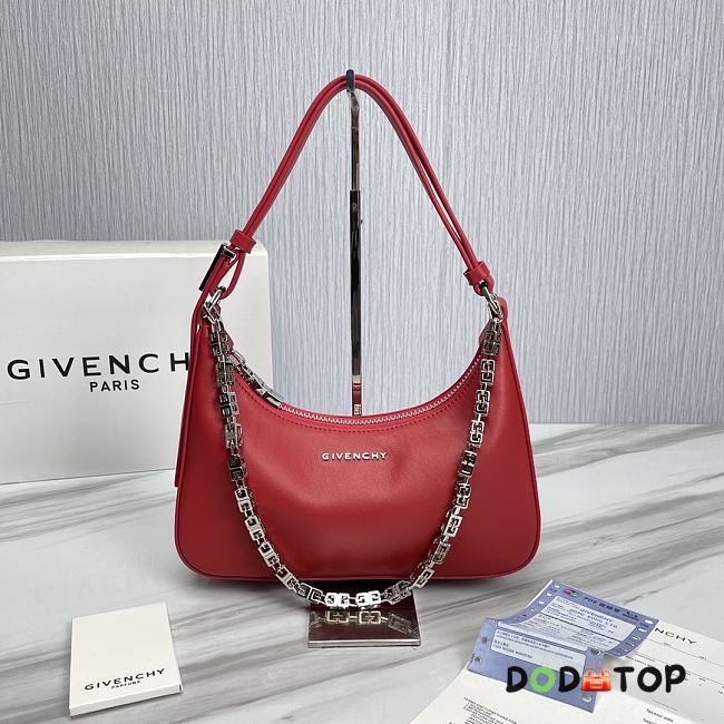 Givenchy Small Leather Moon Cut-Out Shoulder Bag Red Size 25 x 7 x 12 cm - 1